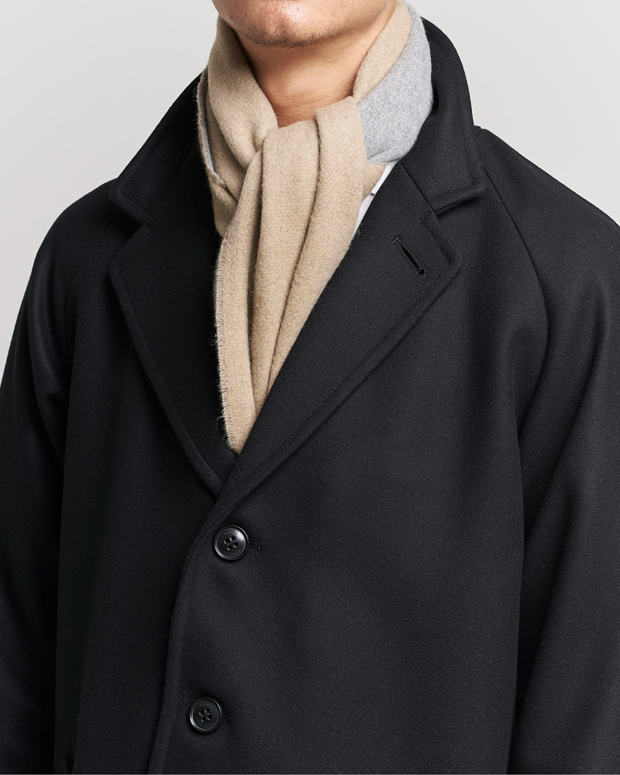 Homme | Morris Double Face Wool Scarf Khaki/Grey | Morris | Double Face Wool Scarf Khaki/Grey