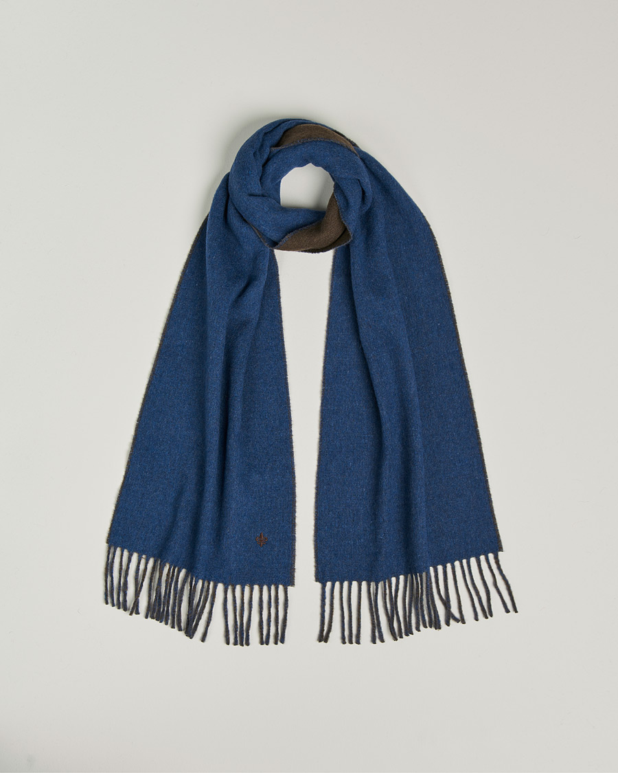 Homme | Morris Double Face Wool Scarf Blue/Brown | Morris | Double Face Wool Scarf Blue/Brown
