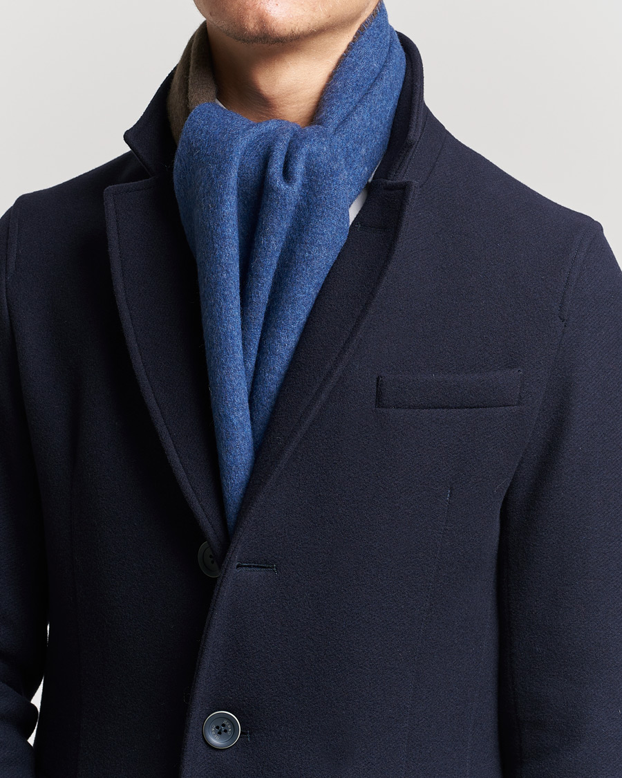 Homme | Morris Double Face Wool Scarf Blue/Brown | Morris | Double Face Wool Scarf Blue/Brown