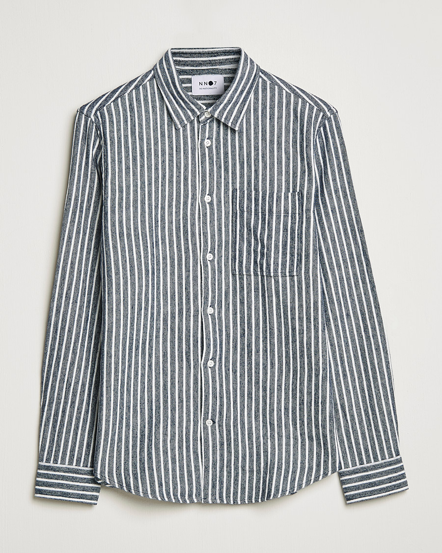 Homme | Chemises | NN07 | Arne Flannel Striped Shirt Blue/White