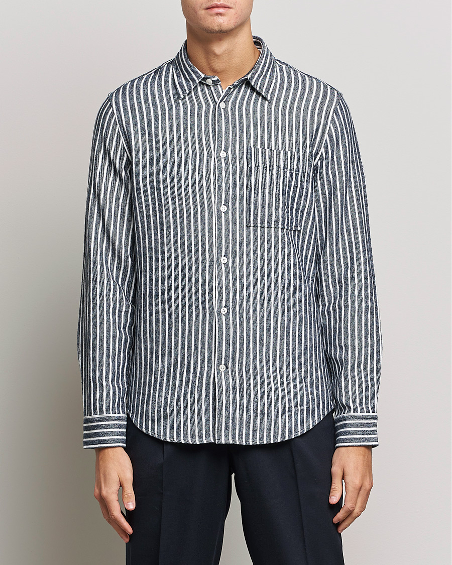 Homme | Chemises | NN07 | Arne Flannel Striped Shirt Blue/White