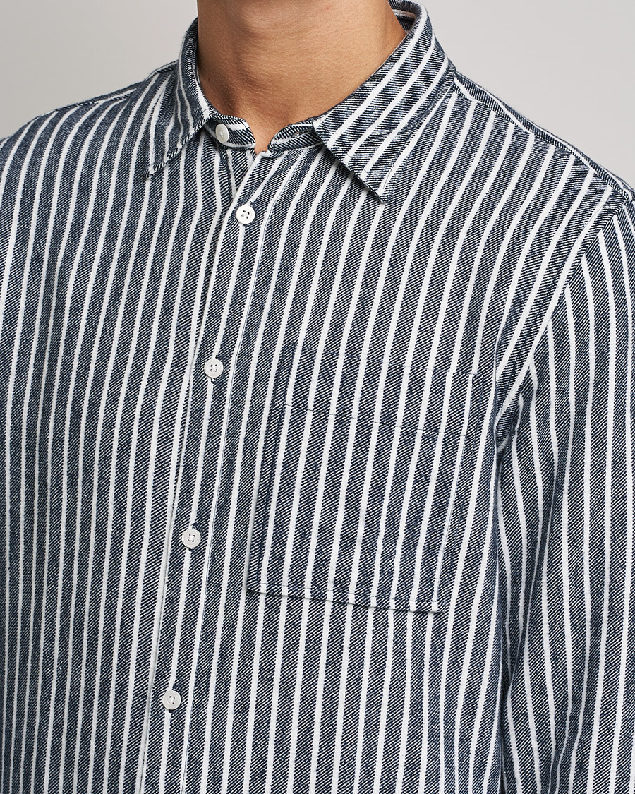 Homme | Chemises | NN07 | Arne Flannel Striped Shirt Blue/White
