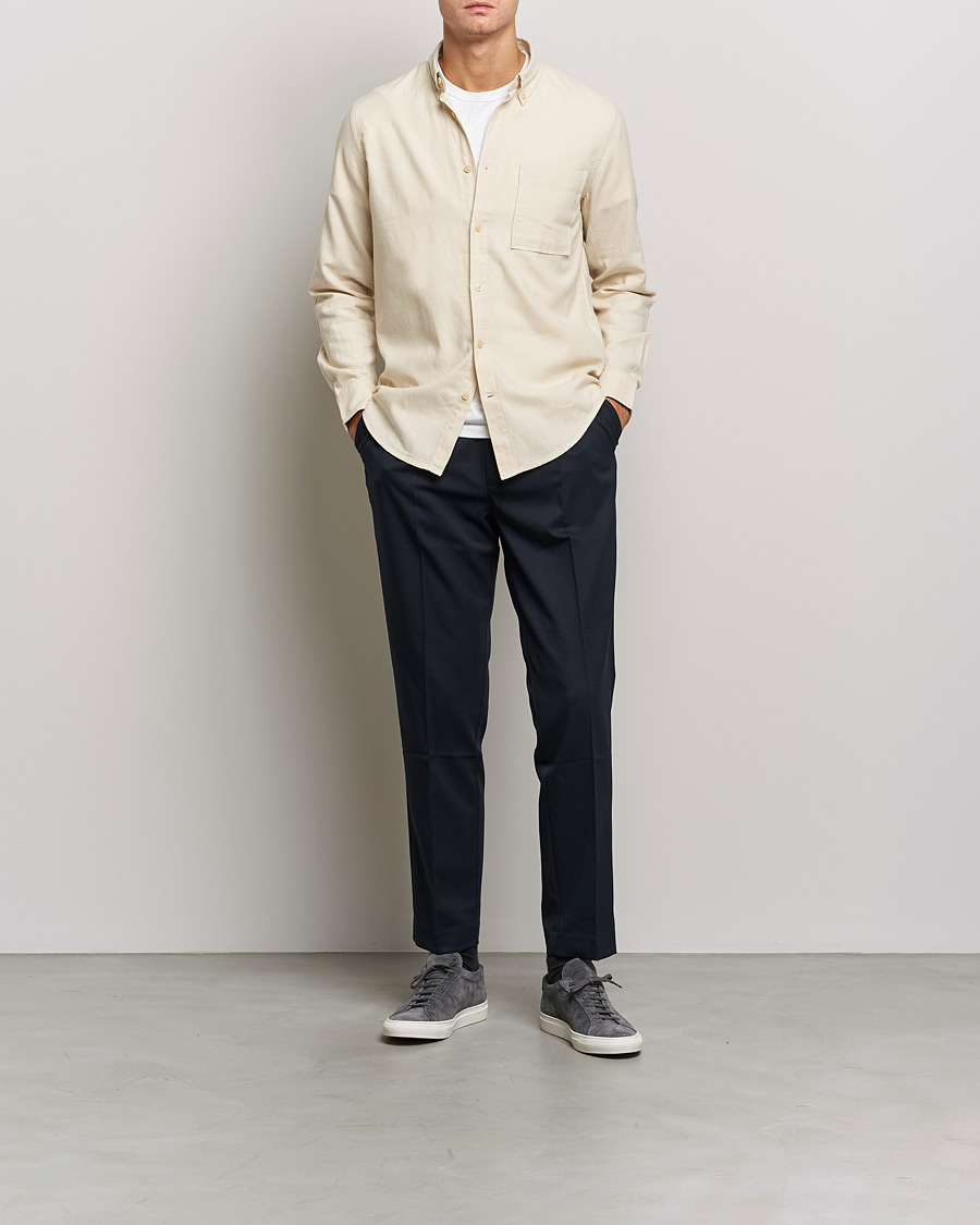 Homme | Chemises | NN07 | Arne Brushed Flannel Shirt Ecru