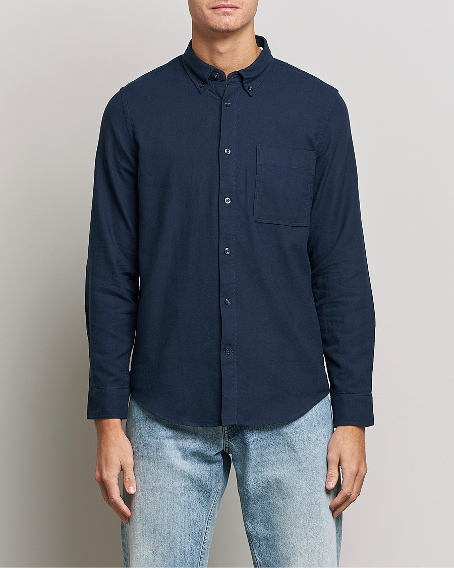 Homme | Chemises | NN07 | Arne Brushed Flannel Shirt Navy Blue