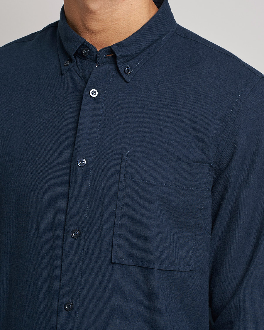 Homme | Chemises | NN07 | Arne Brushed Flannel Shirt Navy Blue