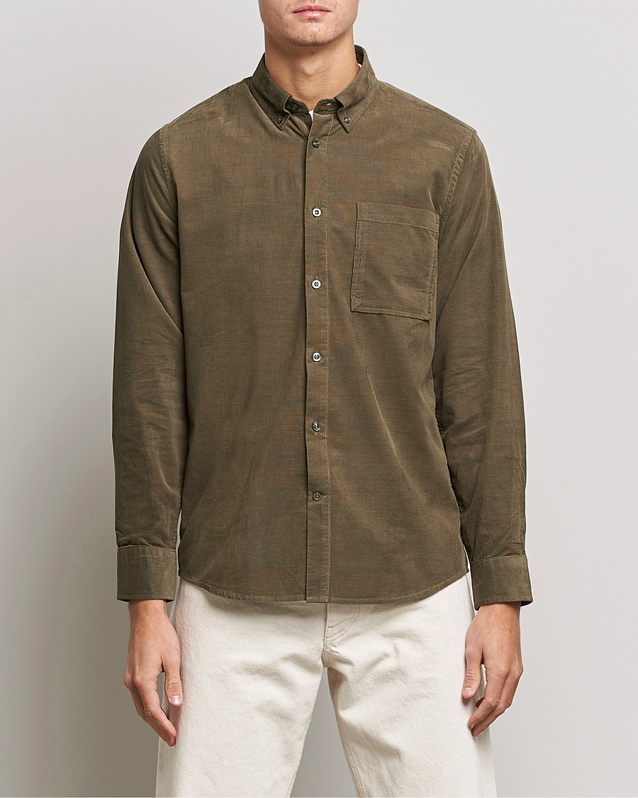 Homme | Chemises | NN07 | Arne Corduroy Shirt Dark Clay