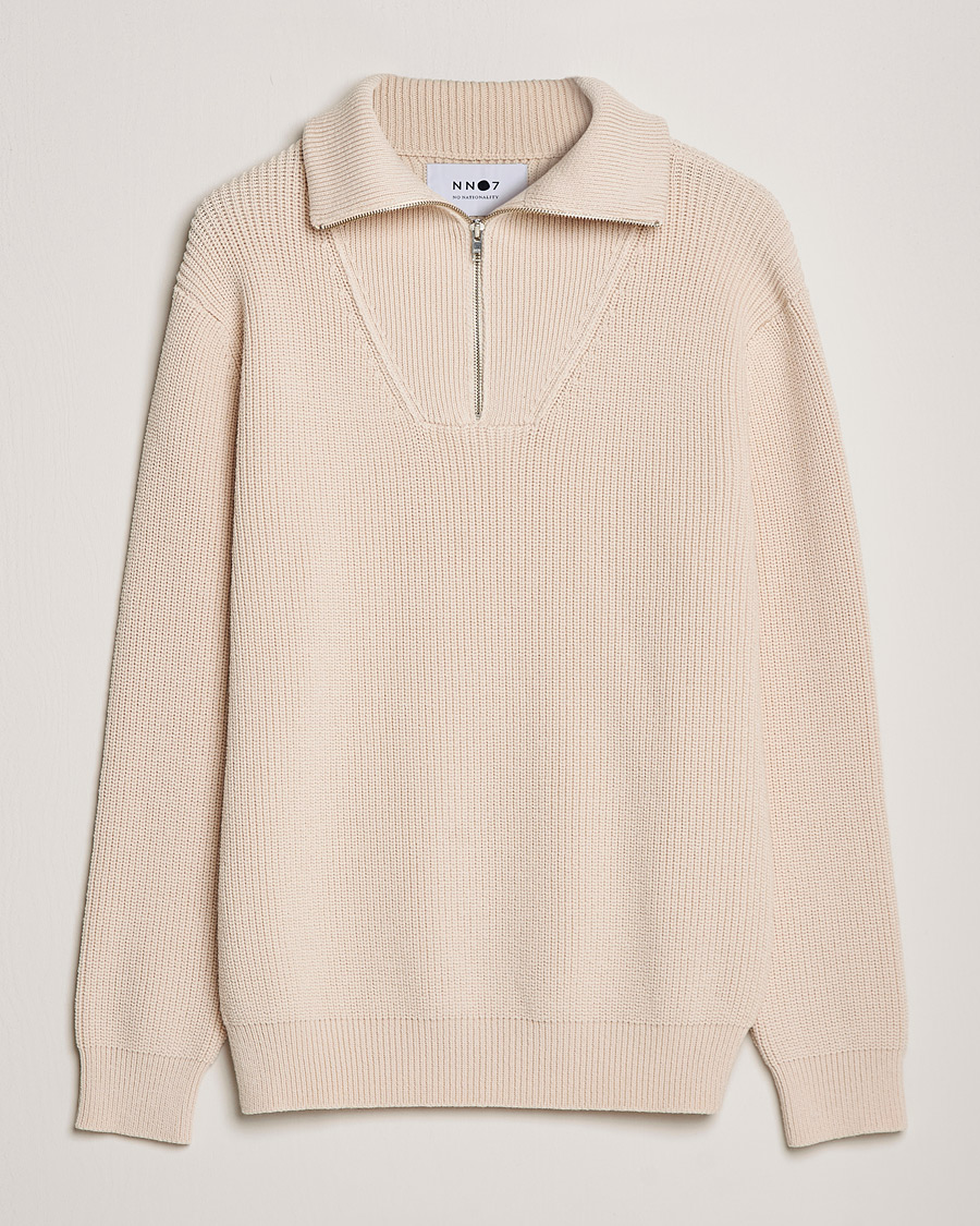 Homme | Pulls Et Tricots | NN07 | Roman Merino Heavy Knitted Half Zip Off White