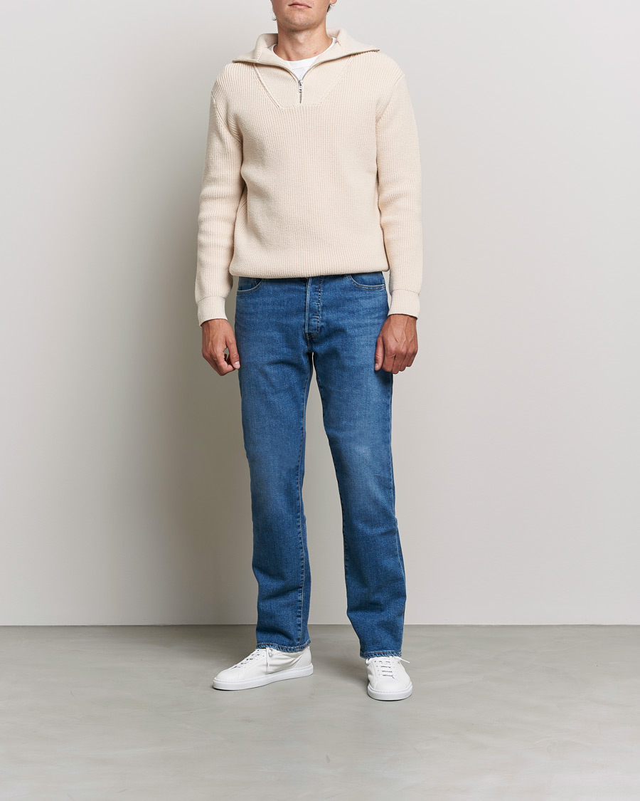 Homme | Pulls Et Tricots | NN07 | Roman Merino Heavy Knitted Half Zip Off White