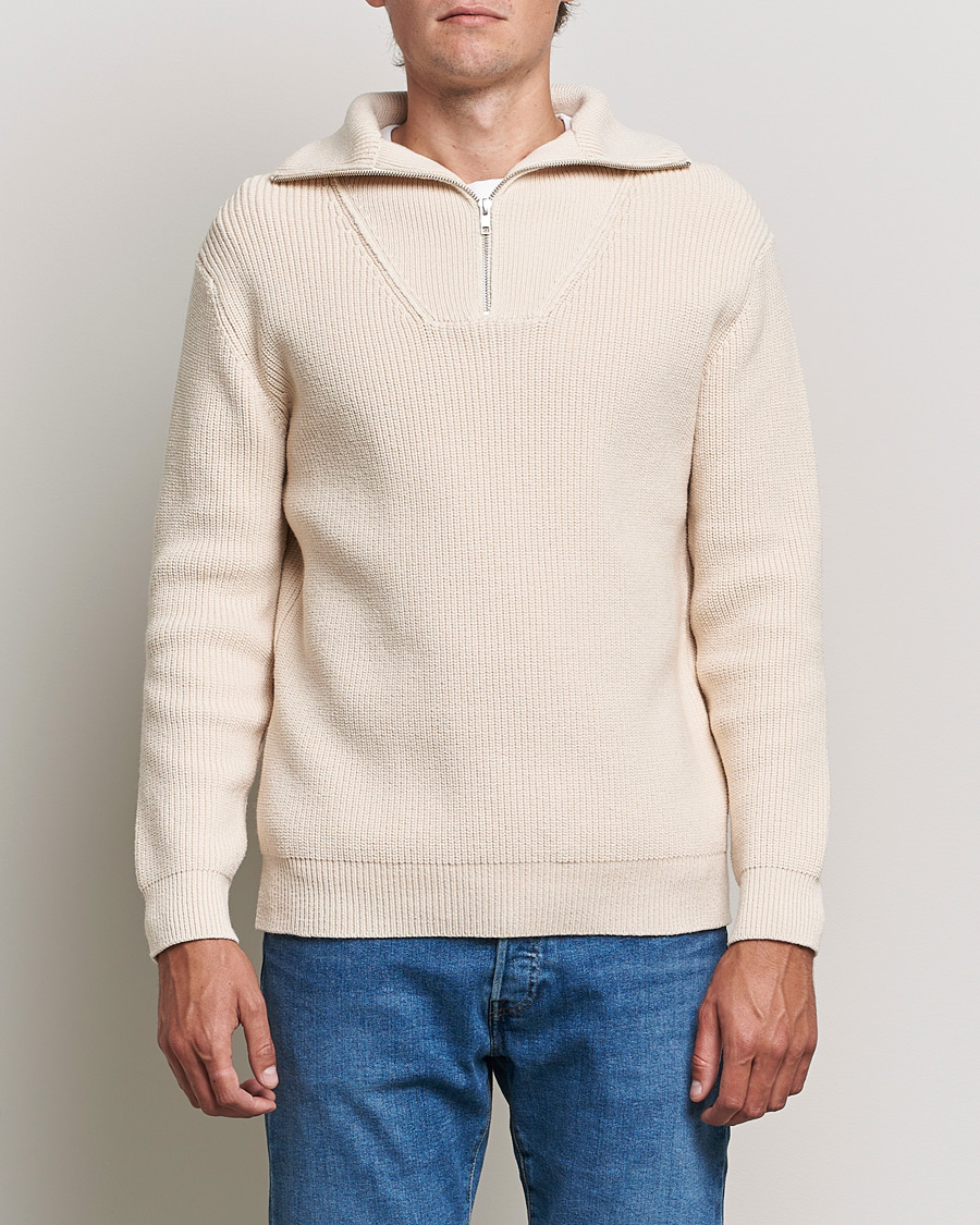 Homme | Pulls Et Tricots | NN07 | Roman Merino Heavy Knitted Half Zip Off White