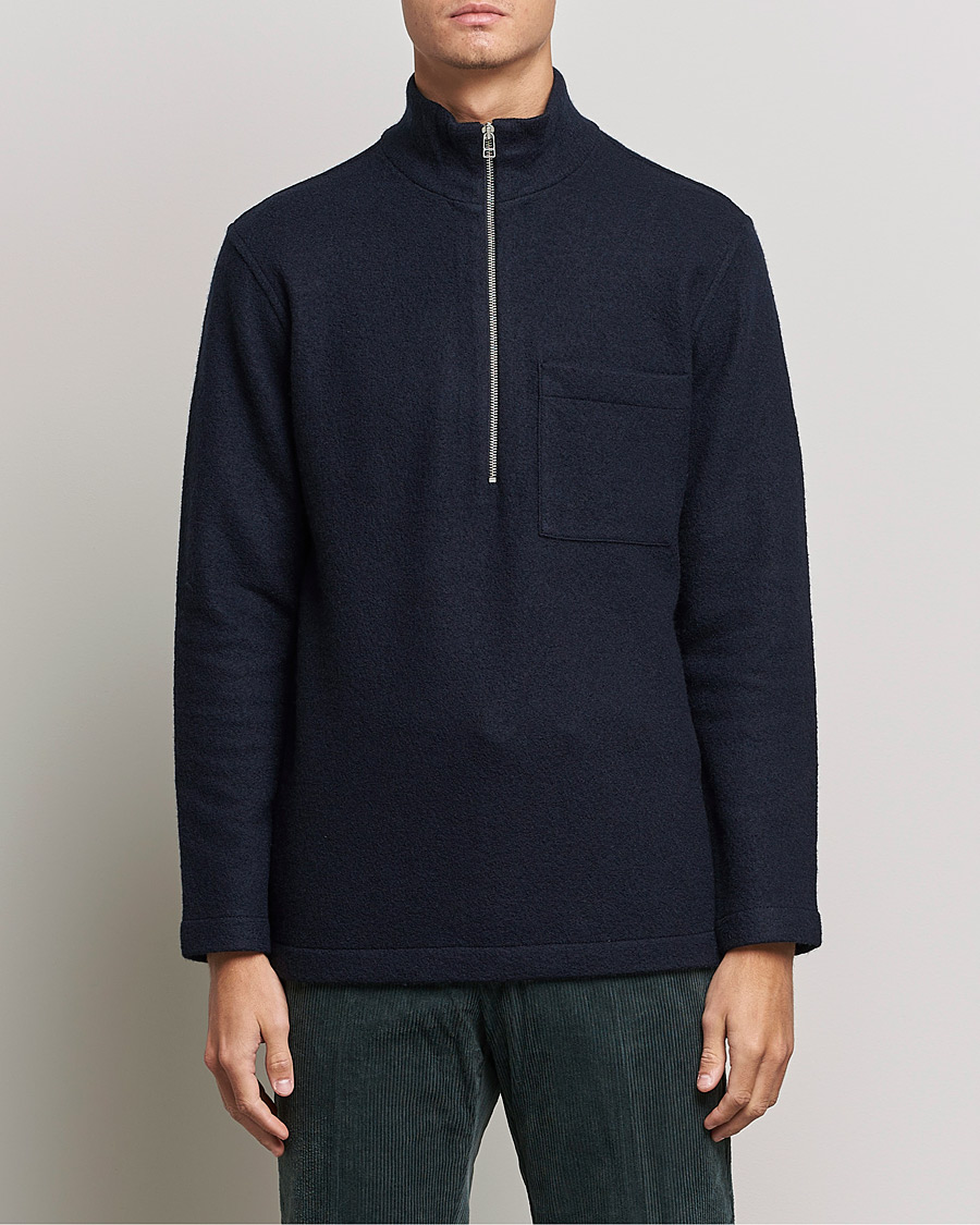Homme | Pulls Et Tricots | NN07 | Anders Boiled Wool Half Zip Navy