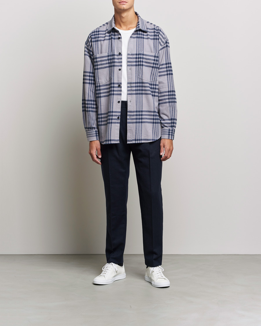 Homme | Chemises | NN07 | Deon Checked Shirt Grey/Blue