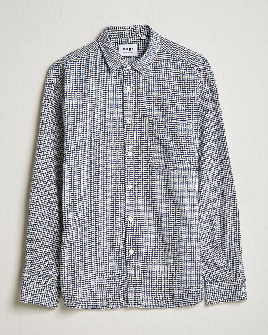 Homme | Chemises | NN07 | Deon Houndstooth Shirt Blue/White
