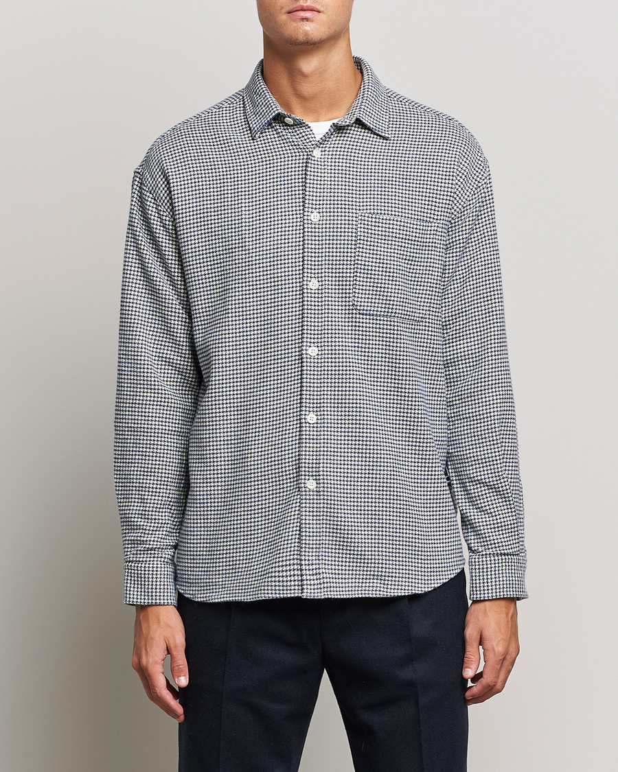 Homme | Chemises | NN07 | Deon Houndstooth Shirt Blue/White