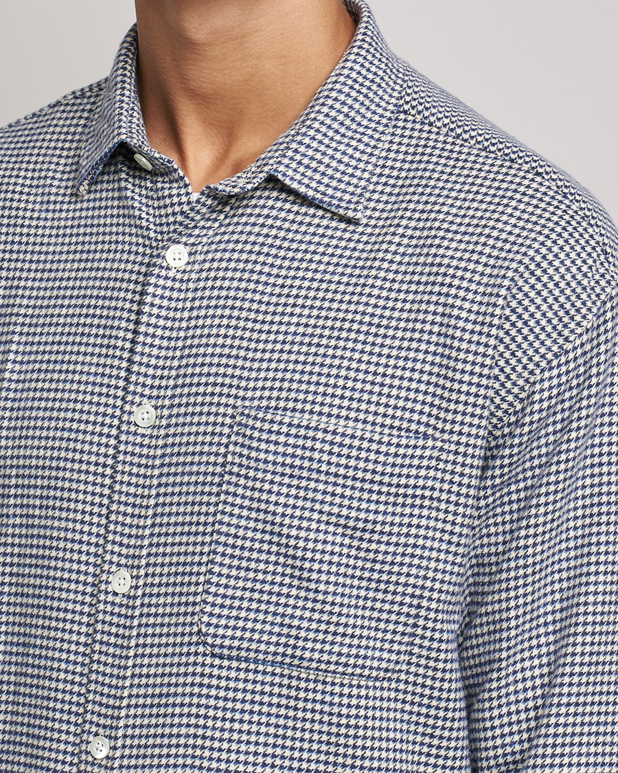 Homme | Chemises | NN07 | Deon Houndstooth Shirt Blue/White