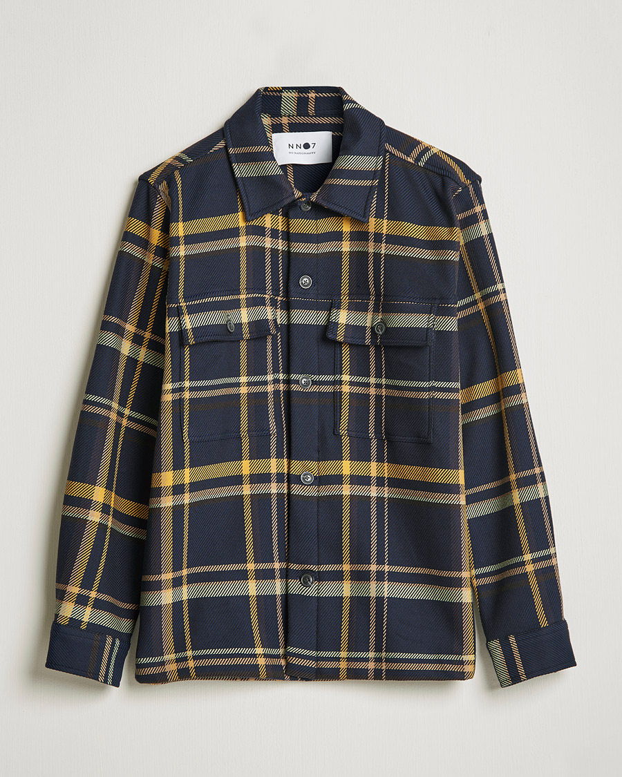 Homme | Chemises | NN07 | Wilas Checked Overshirt Navy/Yellow