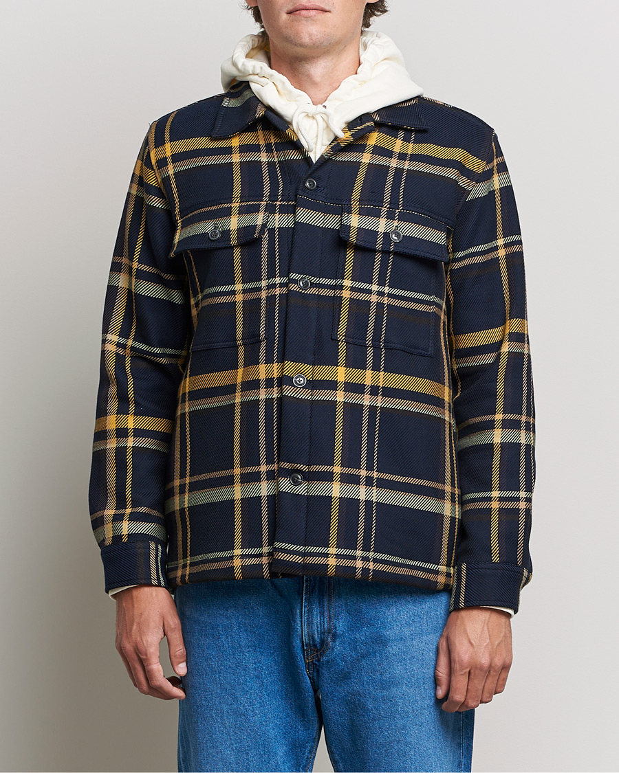 Homme | Chemises | NN07 | Wilas Checked Overshirt Navy/Yellow