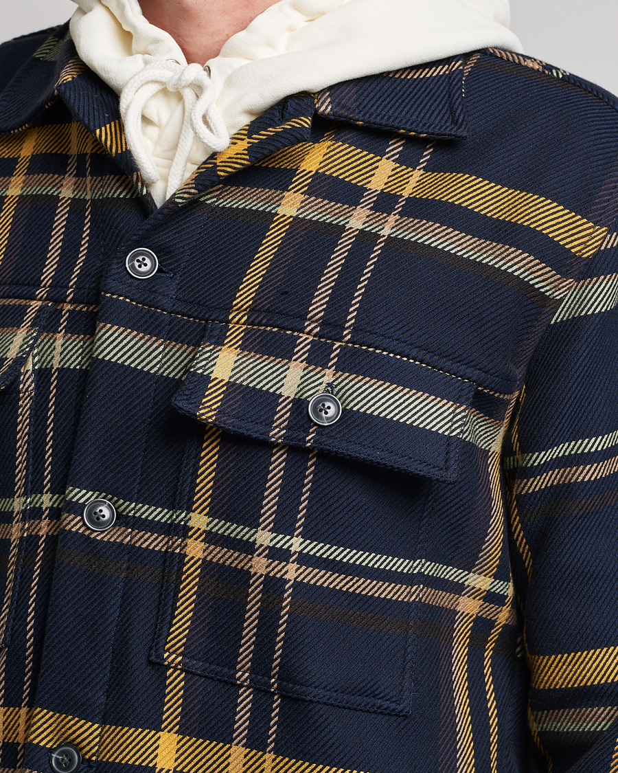Homme | Chemises | NN07 | Wilas Checked Overshirt Navy/Yellow