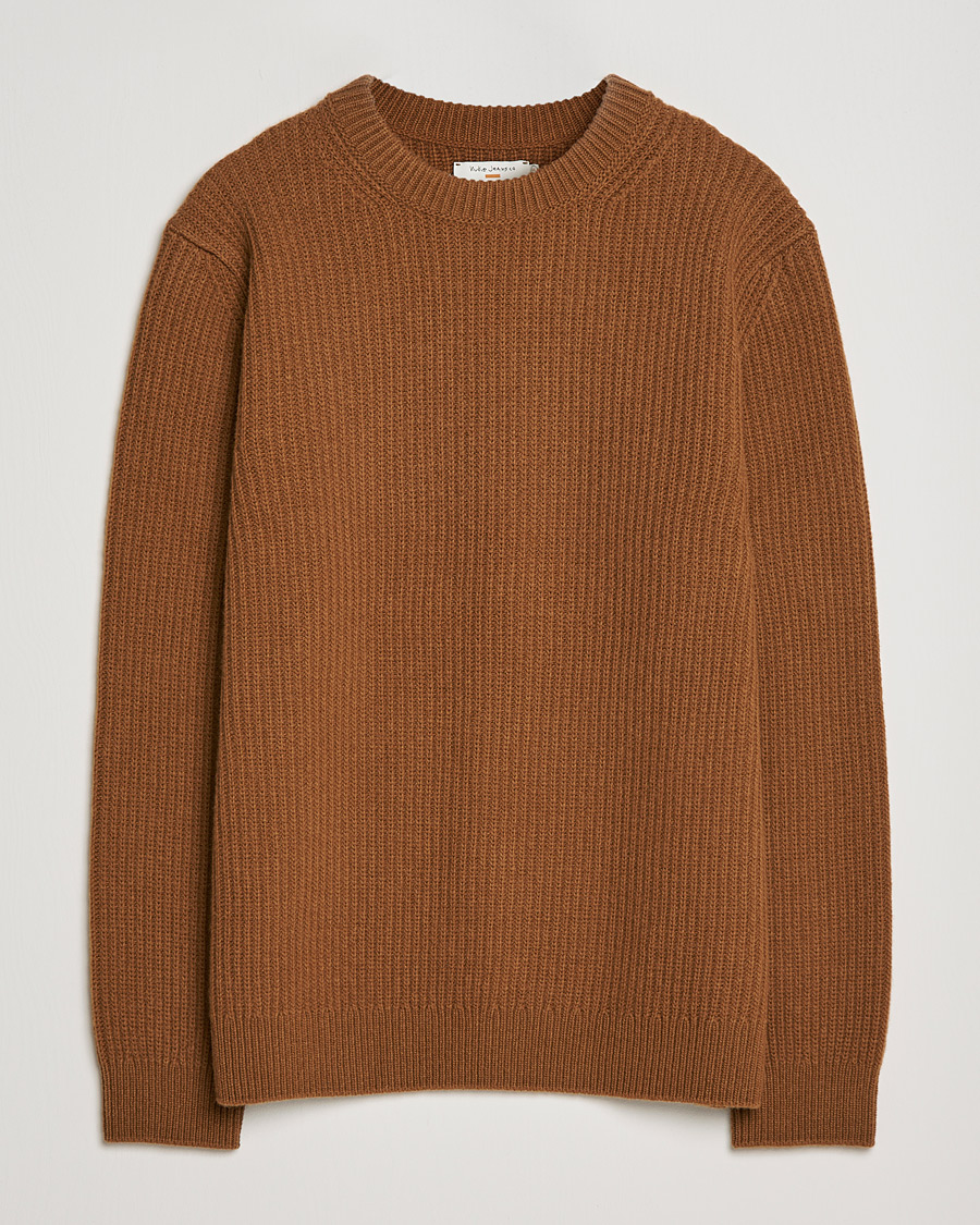 Homme | Pulls Et Tricots | Nudie Jeans | August Wool Rib Knitted Sweater Oak