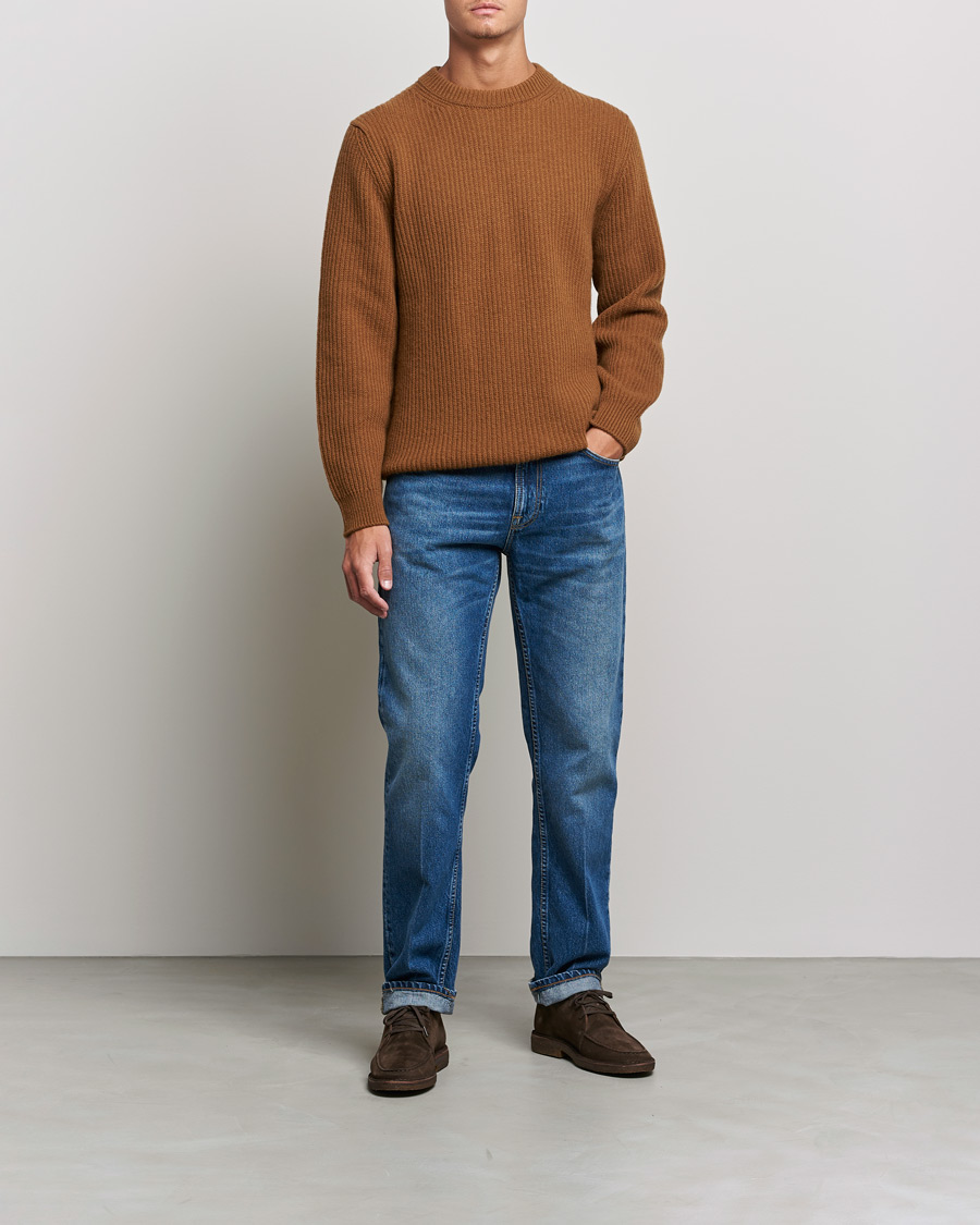 Homme | Pulls Et Tricots | Nudie Jeans | August Wool Rib Knitted Sweater Oak
