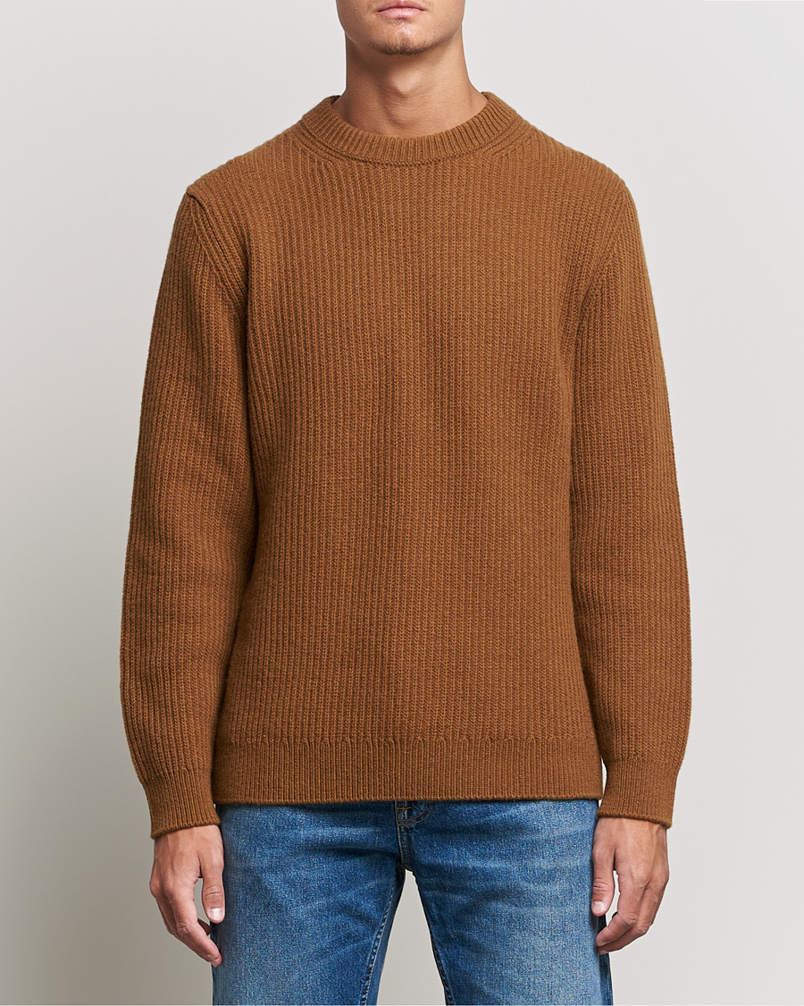 Homme | Pulls Et Tricots | Nudie Jeans | August Wool Rib Knitted Sweater Oak