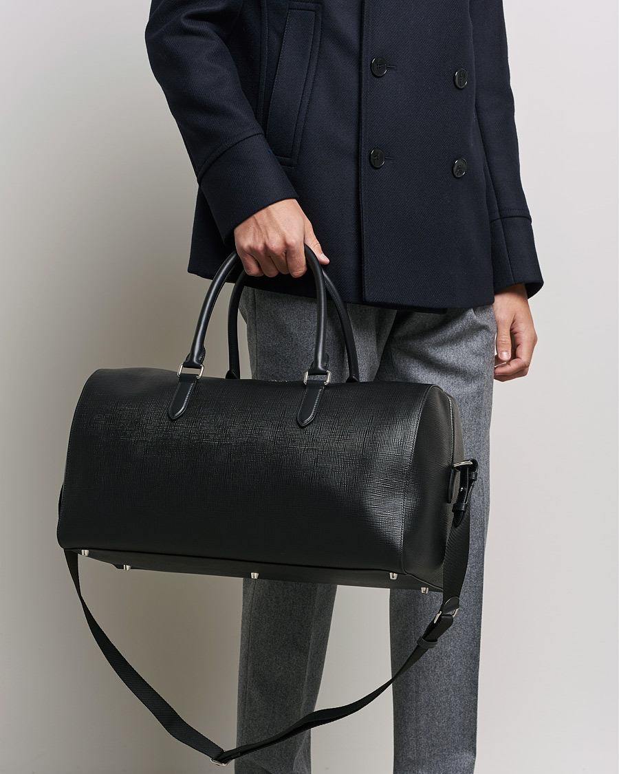 Homme | Smythson Panama Leather Weekendbag Black | Smythson | Panama Leather Weekendbag Black