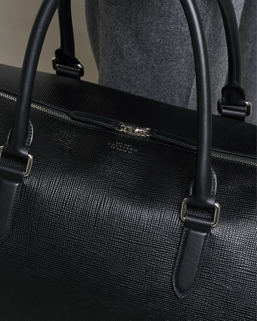 Homme | Smythson Panama Leather Weekendbag Black | Smythson | Panama Leather Weekendbag Black