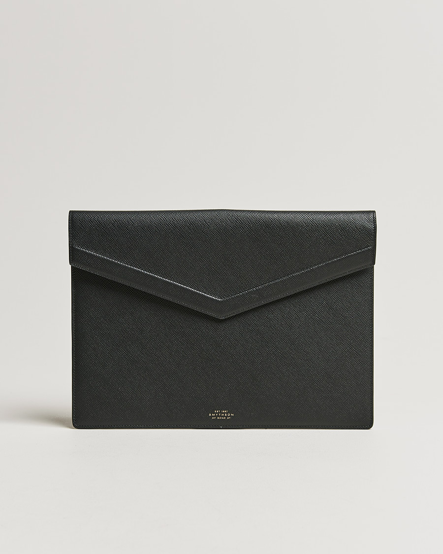 Homme | Smythson Panama Leather Large Envelope Portfolio Black | Smythson | Panama Leather Large Envelope Portfolio Black