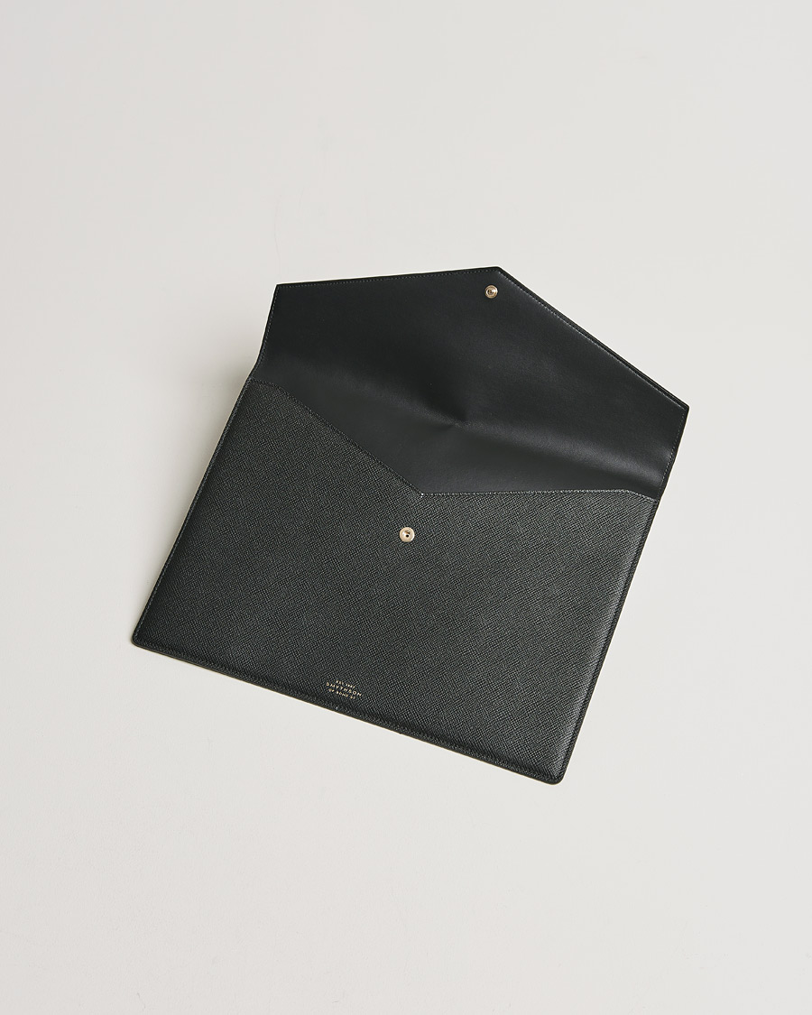 Homme | Smythson Panama Leather Large Envelope Portfolio Black | Smythson | Panama Leather Large Envelope Portfolio Black
