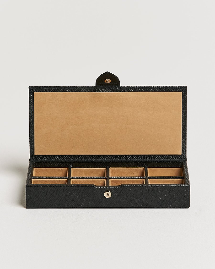 Homme | Smythson Panama Cufflink Box Black | Smythson | Panama Cufflink Box Black