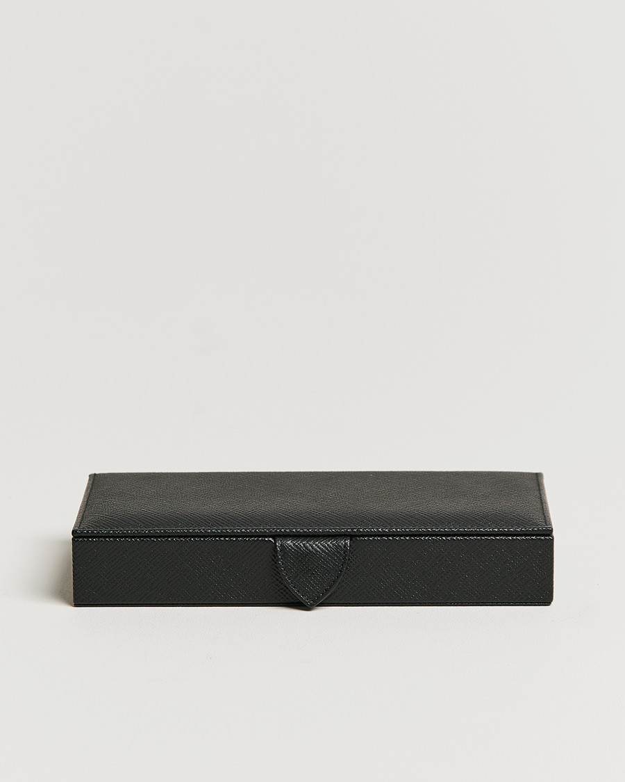 Homme | Smythson Panama Cufflink Box Black | Smythson | Panama Cufflink Box Black