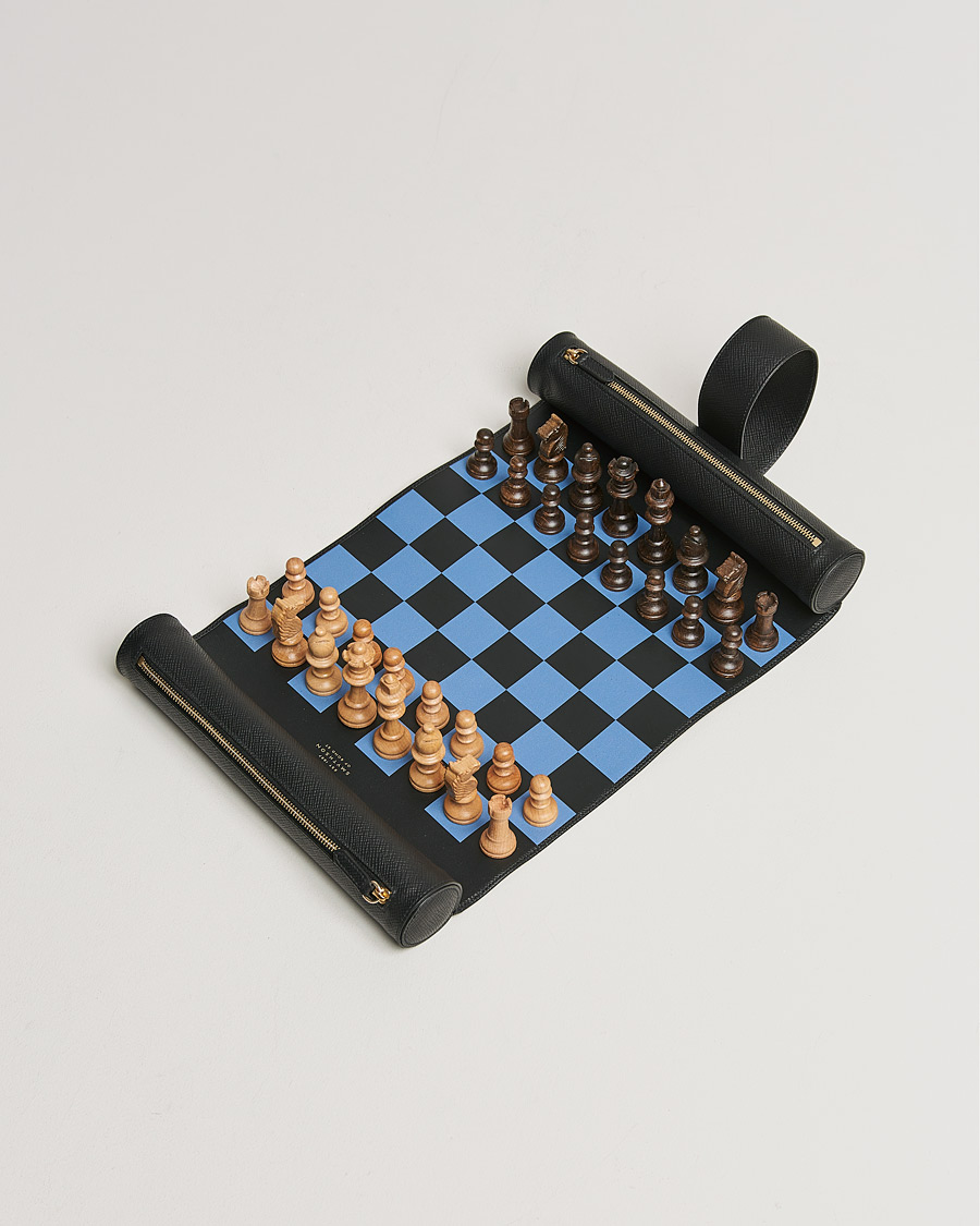 Homme | Sections | Smythson | Panama Travel Chess Roll Black