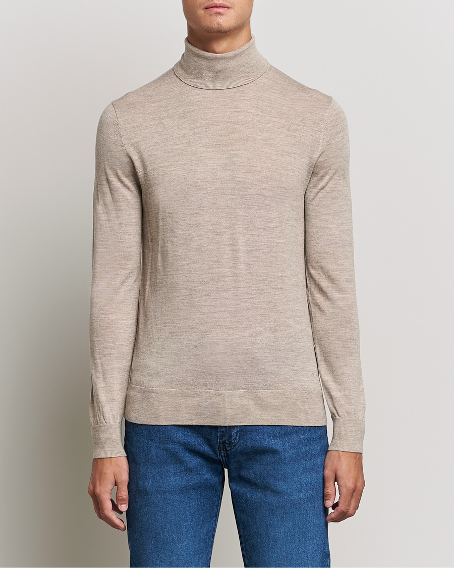 Homme | Pulls Et Tricots | Tiger of Sweden | Neville Extra Fine Merino Polo Beige Melange