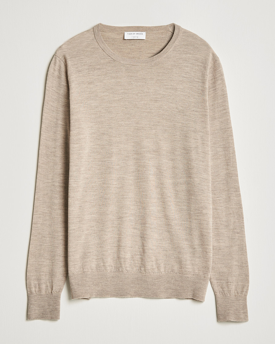 Homme | Pulls Et Tricots | Tiger of Sweden | Nichols Extra Fine Merino Crew Neck Beige Melange