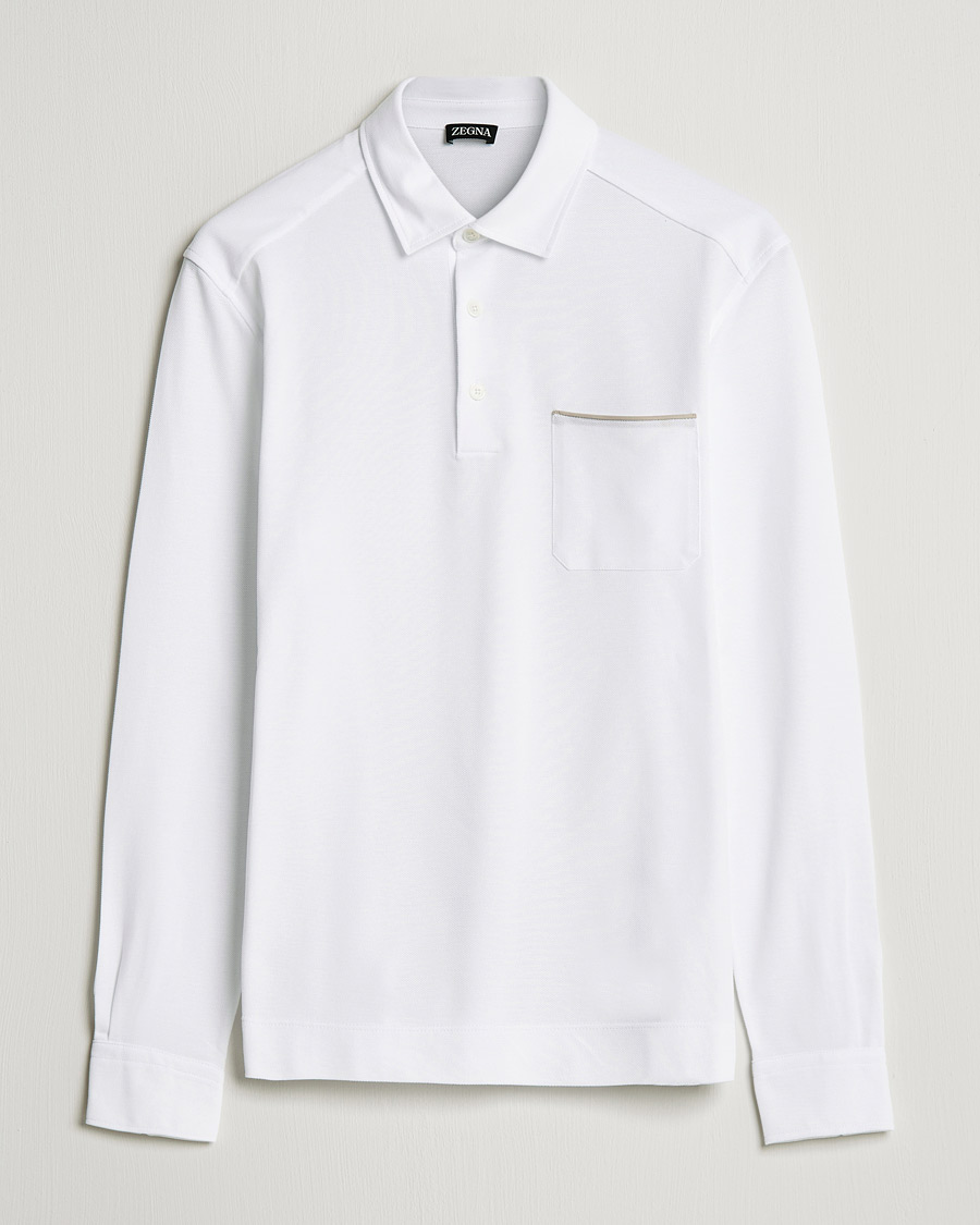 Homme | Pulls Et Tricots | Zegna | Long Sleeve Cotton Piquet Polo White