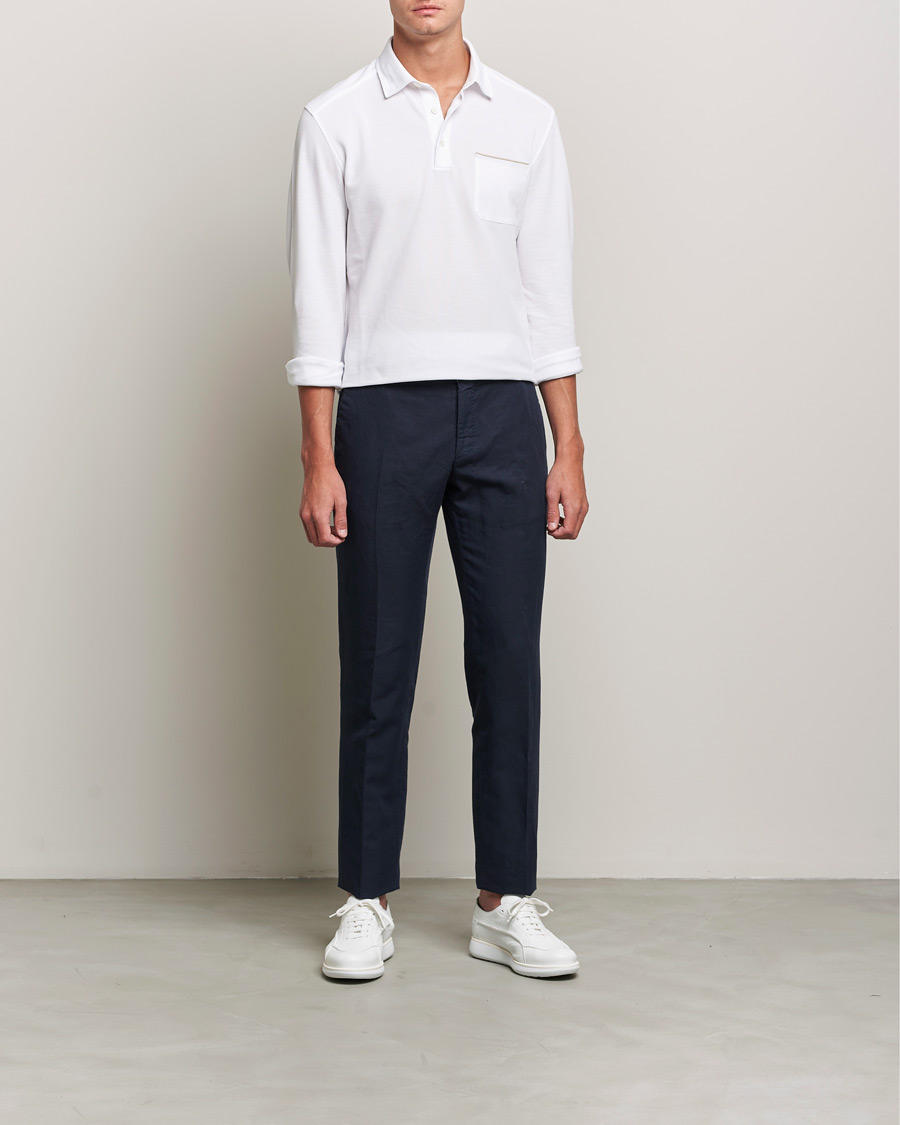 Homme | Pulls Et Tricots | Zegna | Long Sleeve Cotton Piquet Polo White
