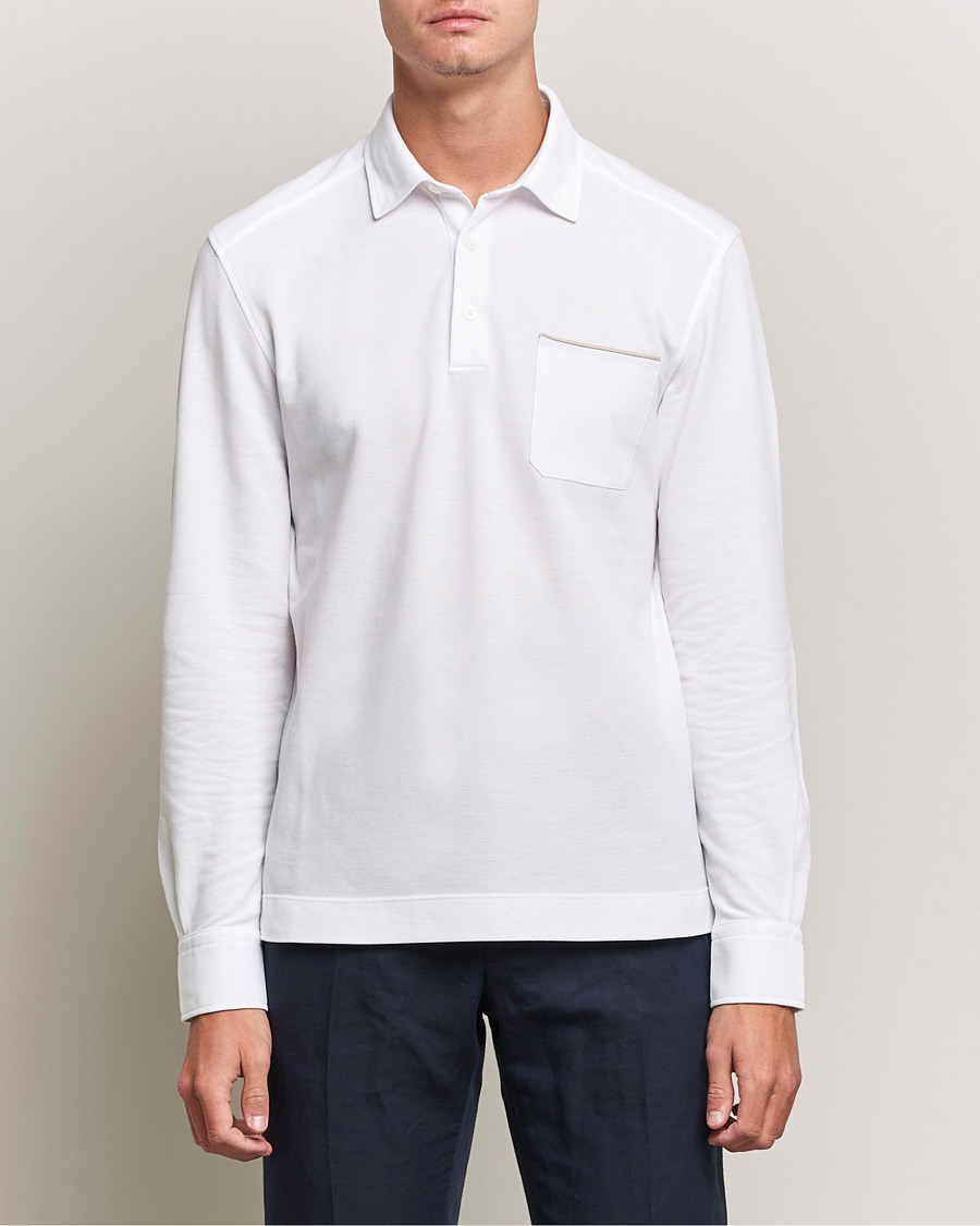 Homme | Pulls Et Tricots | Zegna | Long Sleeve Cotton Piquet Polo White