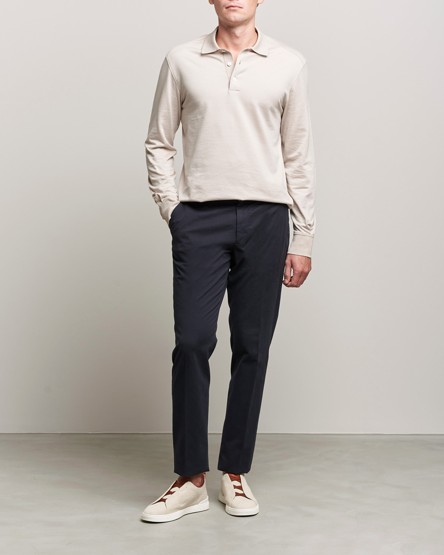 Homme | Pulls Et Tricots | Zegna | Cotton/Silk Long Sleeve Polo Beige