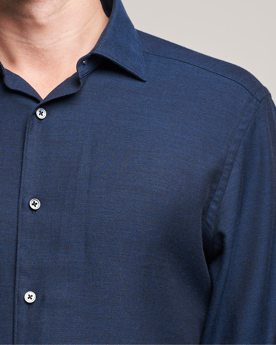 Homme | Chemises | Zegna | Cotton/Cashmere Casual Shirt Dark Blue