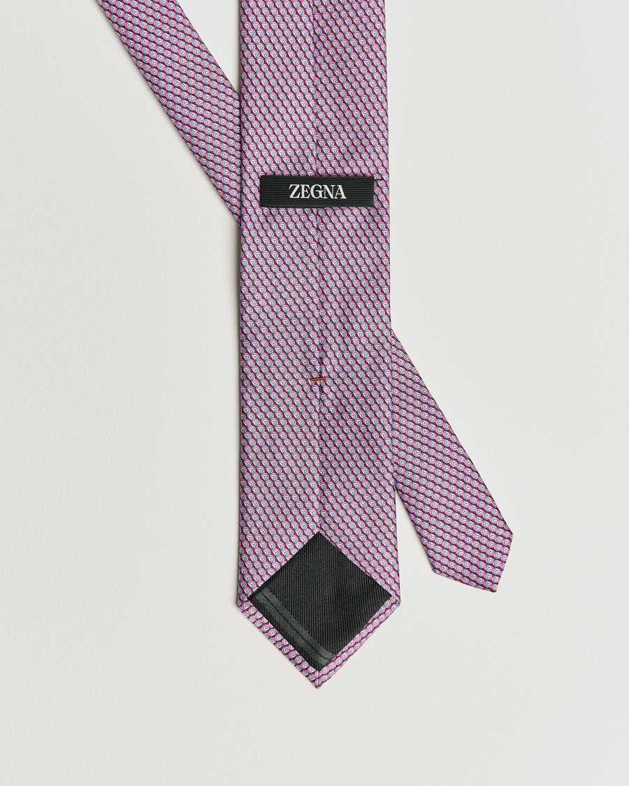 Homme | Zegna Printed Silk Tie Pink | Zegna | Printed Silk Tie Pink