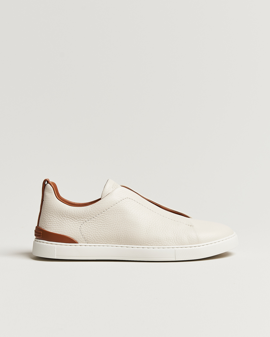Homme | Zegna Triple Stitch Sneakers White Deerskin | Zegna | Triple Stitch Sneakers White Deerskin
