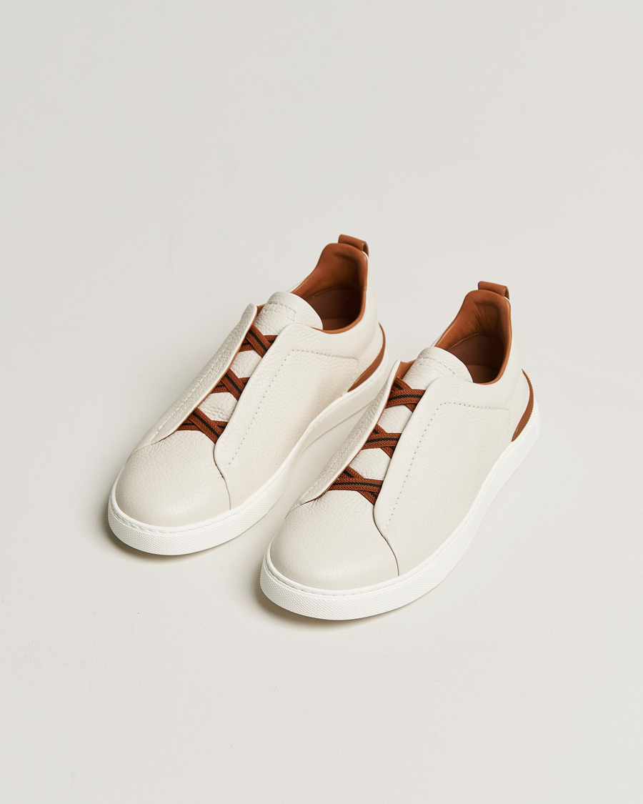 Homme | Zegna Triple Stitch Sneakers White Deerskin | Zegna | Triple Stitch Sneakers White Deerskin