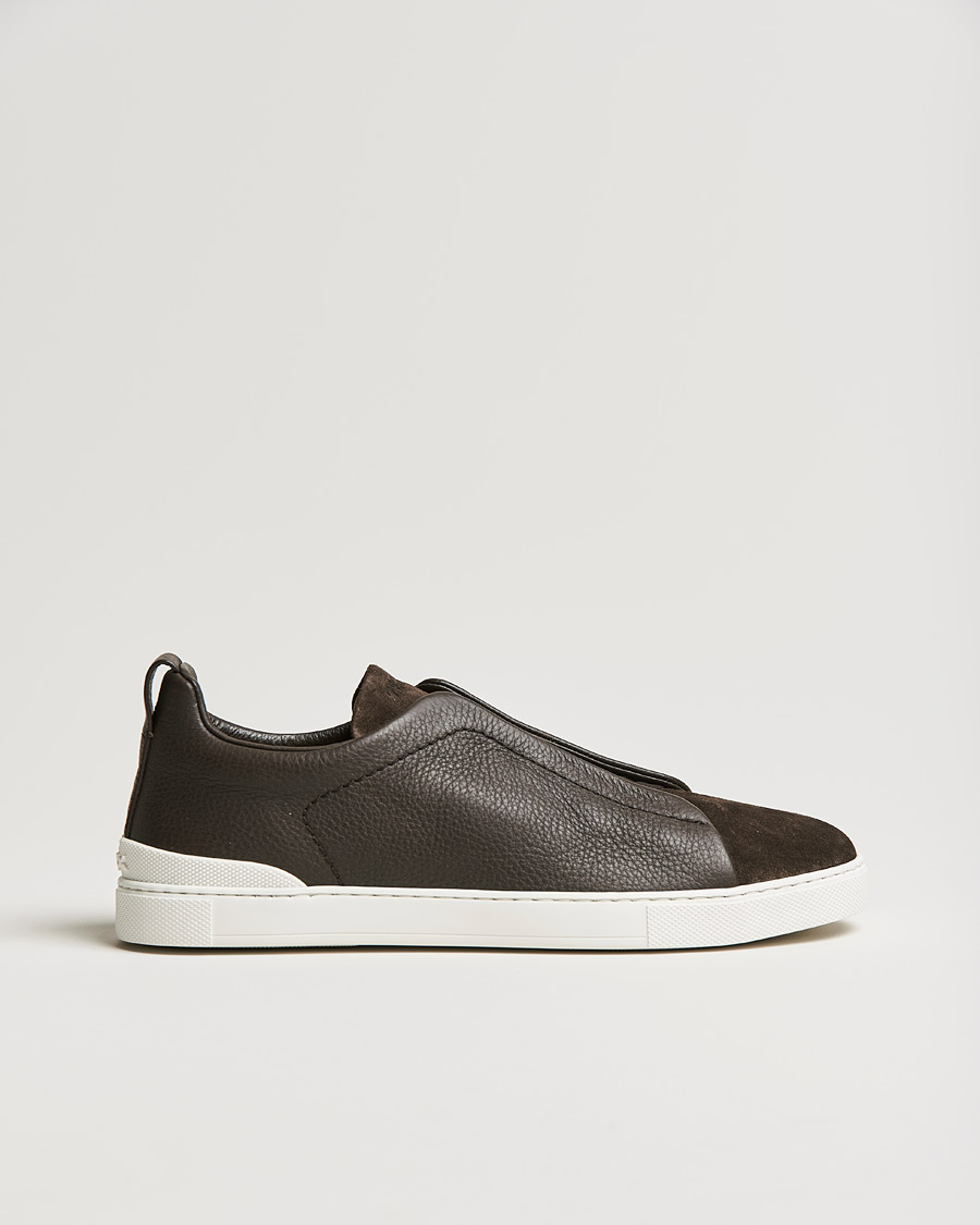 Homme | Zegna Triple Stitch Sneaker Dark Brown Calf | Zegna | Triple Stitch Sneaker Dark Brown Calf
