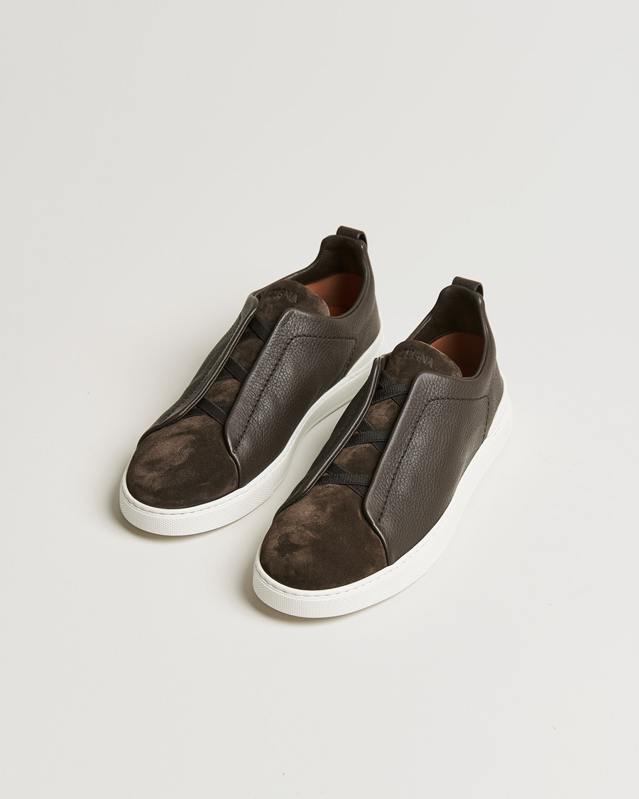 Homme | Zegna Triple Stitch Sneaker Dark Brown Calf | Zegna | Triple Stitch Sneaker Dark Brown Calf