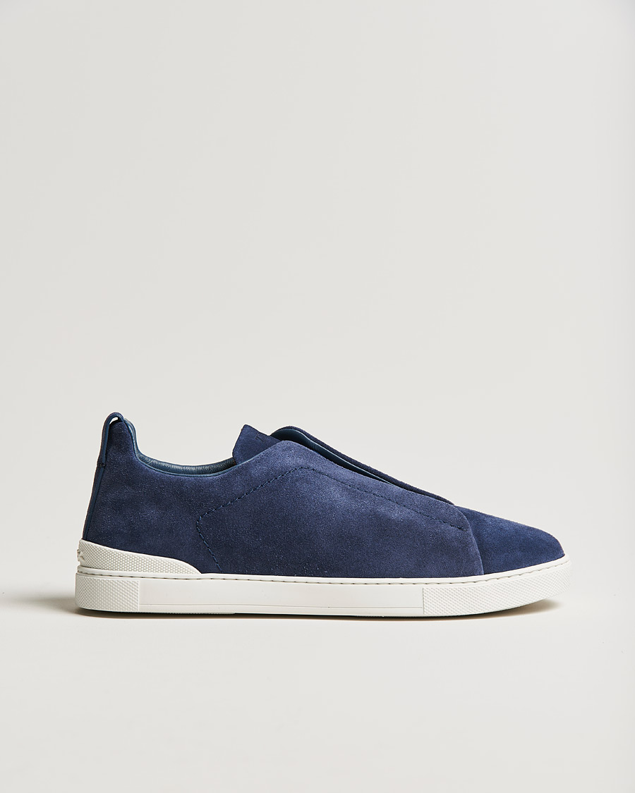 Homme | Zegna Triple Stitch Sneaker Blue Suede | Zegna | Triple Stitch Sneaker Blue Suede