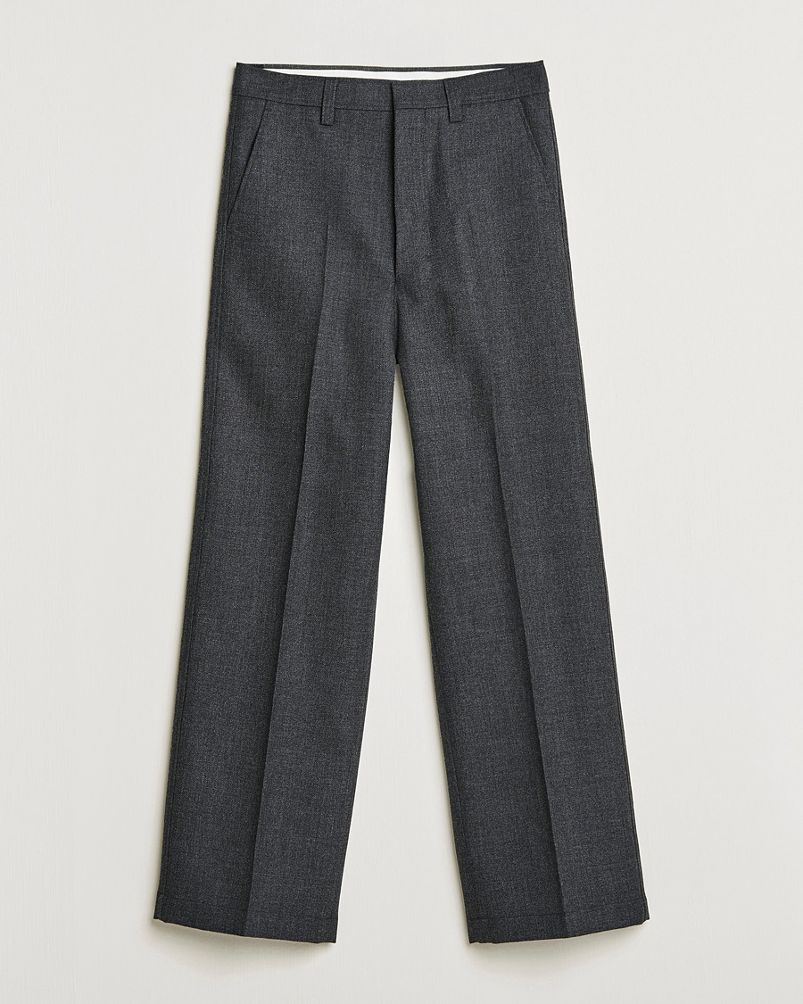 Homme | Pantalons | AMI | Large Fit Wool Trousers Dark Grey