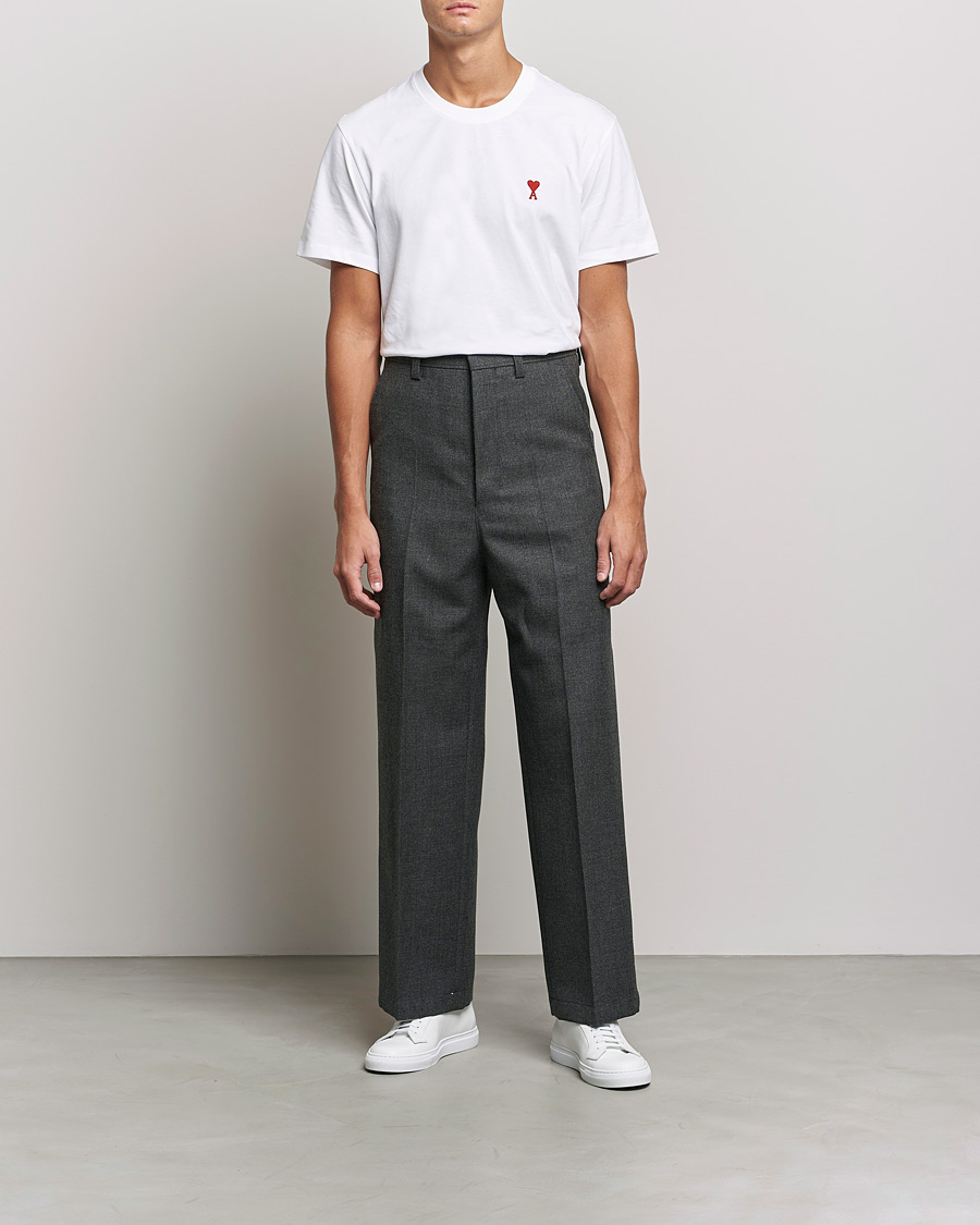 Homme | Pantalons | AMI | Large Fit Wool Trousers Dark Grey