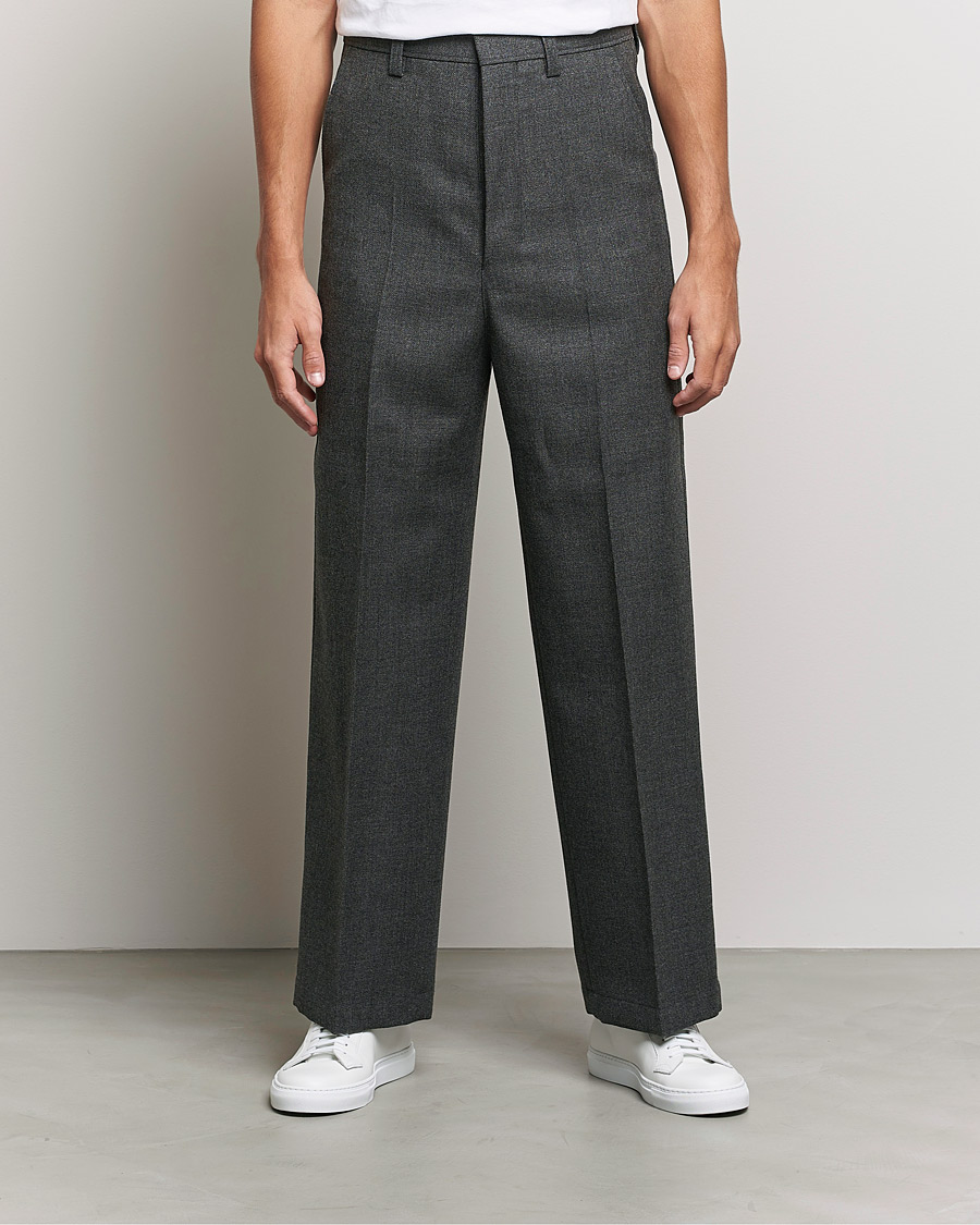 Homme | Pantalons | AMI | Large Fit Wool Trousers Dark Grey