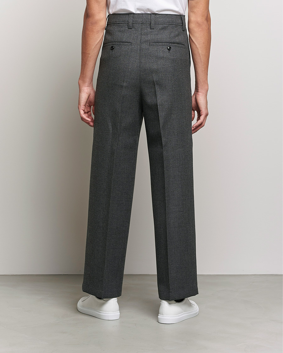 Homme | Pantalons | AMI | Large Fit Wool Trousers Dark Grey