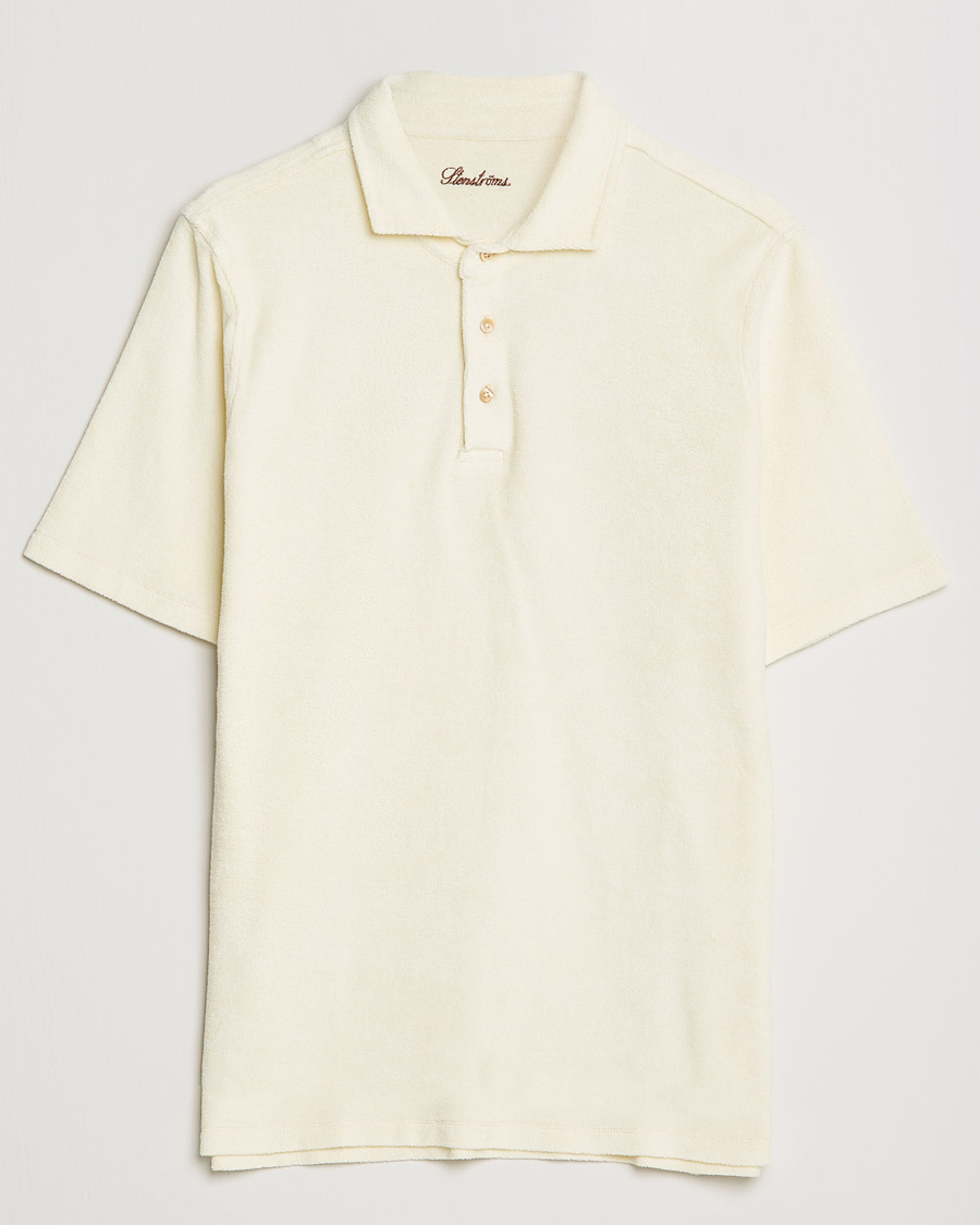 Homme | Polos | Stenströms | Towelling Cotton Poloshirt Cream