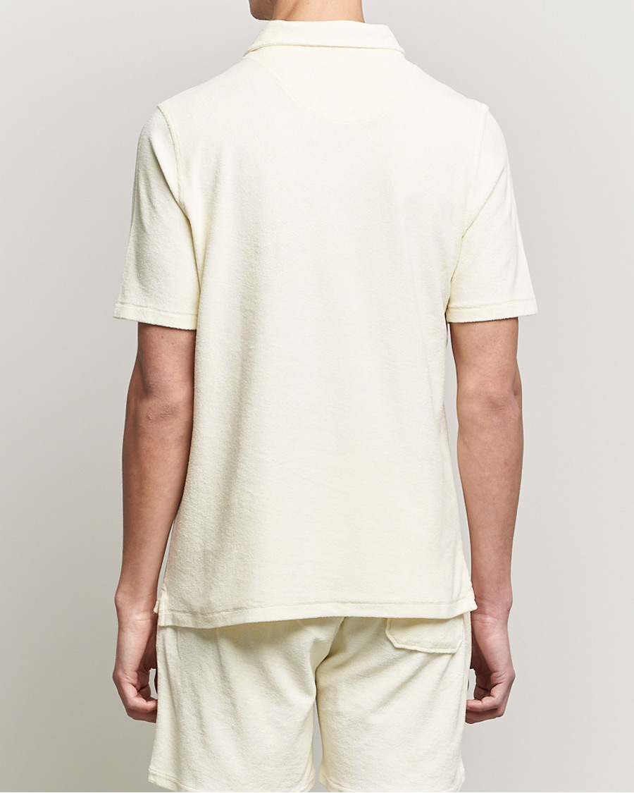 Homme | Polos | Stenströms | Towelling Cotton Poloshirt Cream